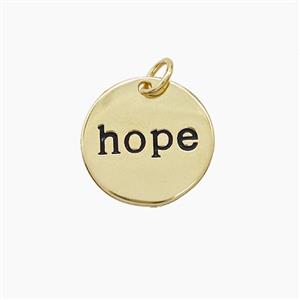 Copper Hope Pendant Black Enamel Gold Plated, approx 15mm