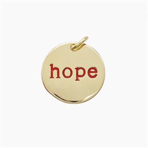 Copper Hope Pendant Red Enamel Gold Plated, approx 15mm
