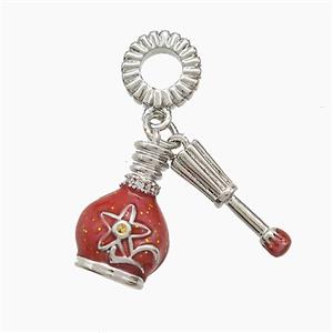 Perfumer Bottle Charm Copper Pendant Red Painted Platinum Plated, approx 3-15mm, 8mm dia