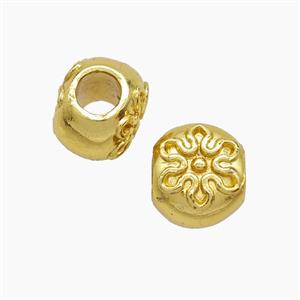 Copper Button Beads Large Hole Sun Gold Plated, approx 9-11mm, 5mm hole