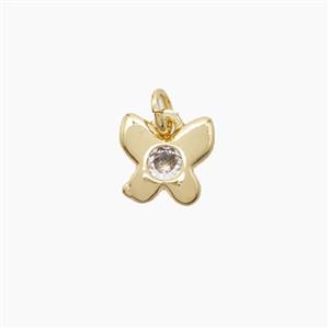 Copper Butterfly Pendant Pave Zirconia Gold Plated, approx 8mm