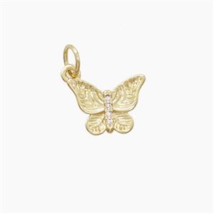 Copper Butterfly Pendant Pave Zirconia Gold Plated, approx 8-12mm