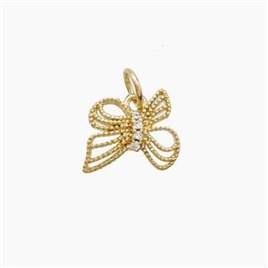 Copper Butterfly Pendant Pave Zirconia Gold Plated, approx 10-11.5mm