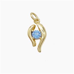 Copper Pendant Pave Zirconia Gold Plated, approx 8.5-13.5mm