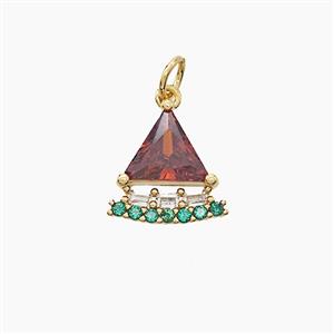 Copper Crown Pendant Pave Zirconia Gold Plated, approx 12-13mm