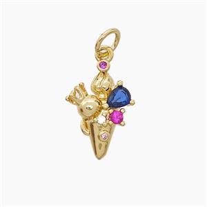 Copper Pendant Pave Zirconia Gold Plated, approx 10-15mm