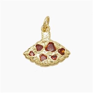 Copper Skirt Pendant Pave Zirconia Gold Plated, approx 12-16mm