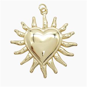 Copper Heart Pendant Gold Plated, approx 37mm