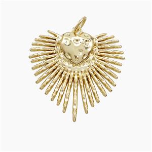 Copper Heart Pendant Hammered Gold Plated, approx 24mm