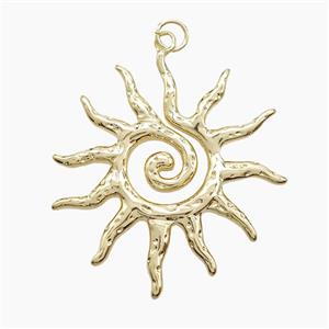 Copper Sun Pendant Hammered Gold Plated, approx 33mm