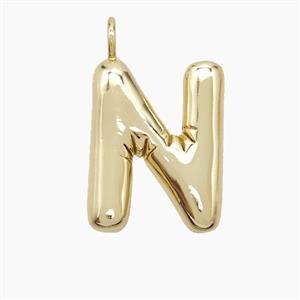 Copper Letter-N Pendant Gold Plated, approx 16-20mm