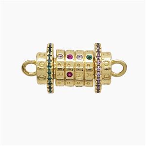 Copper Tube Connector Pave Zirconia Gold Plated, approx 12-25mm