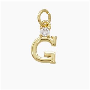 Copper Letter-G Pendant Pave Zirconia Gold Plated, approx 6-10mm