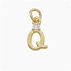 Copper Letter-Q Pendant Pave Zirconia Gold Plated, approx 6-10mm