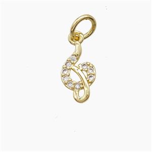Copper Hook Pendant Pave Zirconia Gold Plated, approx 6-10mm
