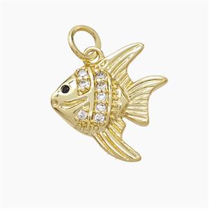 Copper Fish Pendant Pave Zirconia Gold Plated, approx 16mm