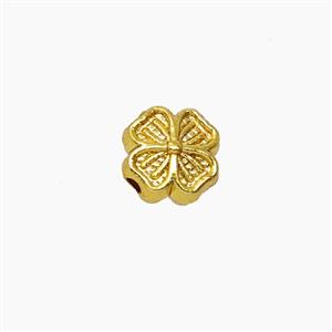 Zinc Alloy Clover Beads Gold Plated, approx 6.5mm