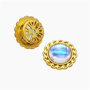 Copper Circle Beads Pave Resin Gold Plated, approx 12mm