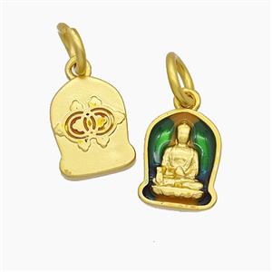Copper Buddha Pendant Enamel Buddhist Gold Plated, approx 8.5-11.5mm