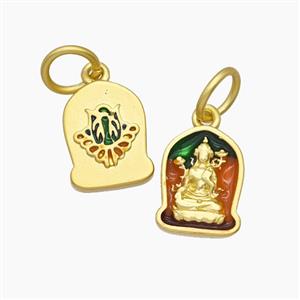 Copper Buddha Pendant Enamel Buddhist Gold Plated, approx 8.5-11.5mm