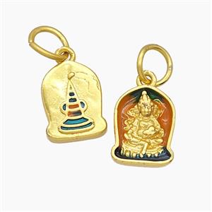 Copper Buddha Pendant Enamel Buddhist Gold Plated, approx 8.5-11.5mm