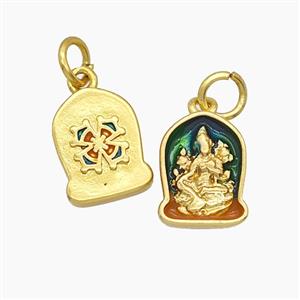 Copper Buddha Pendant Enamel Buddhist Gold Plated, approx 8.5-11.5mm