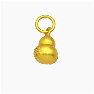 Chinese Lucky Gourd Charms Copper Pendant Fu Matte Gold Plated, approx 8-10mm