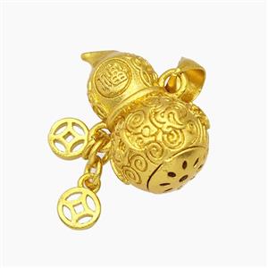 Chinese Lucky Fulu Charms Copper Gourd Pendant Gold Plated, approx 11-19mm, 4mm