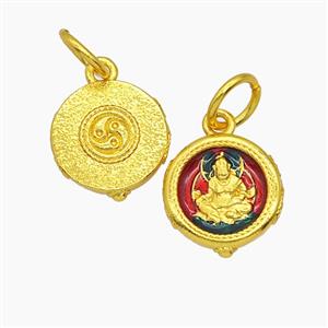 Tibetan Style Copper Buddha Pendant Painted Gold Plated, approx 12-13mm