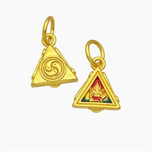 Tibetan Style Copper Buddha Pendant Painted Triangle Gold Plated, approx 12mm