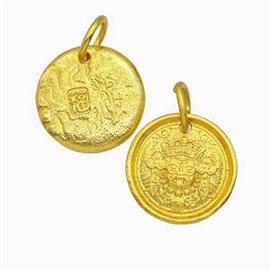 Chinese Caishen Charms Copper Pendant Gold Plated, approx 15mm