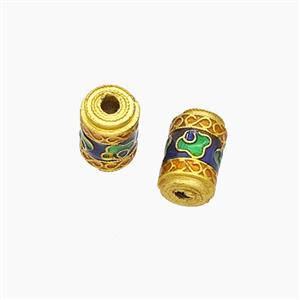 Tibetan Style Tube Beads Painted Gold Plated, approx 6.5-11mm