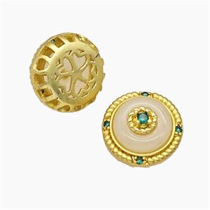 Copper Button Beads Pave Resin Gold Plated, approx 14mm