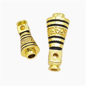 Copper Guru Beads Black Enamel Gold Plated, approx 7-14mm