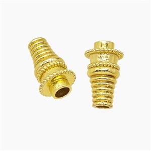 Tibetan Style Copper Prayer Wheel Beads Gold Plated, approx 8-13.5mm