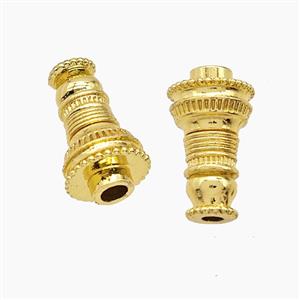 Tibetan Style Copper Prayer Wheel Beads Gold Plated, approx 9-15.5mm