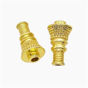 Tibetan Style Copper Prayer Wheel Beads Gold Plated, approx 8-15mm