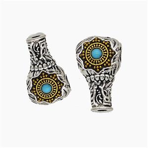 Tibetan Style Copper Guru Beads Antique Silver, approx 12-20mm