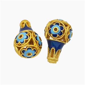 Tibetan Style Copper Guru Beads Enamel Gold Plated, approx 13-21mm