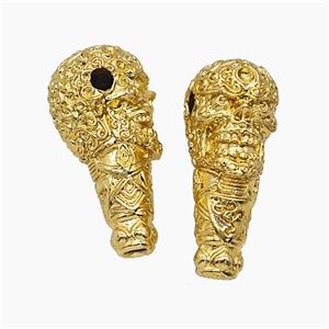 Copper Guru Beads Skull Gold Plated, approx 13-26mm