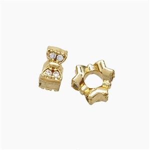 Copper Butterfly Beads Pave Zirconia Gold Plated, approx 7mm