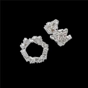 Copper Butterfly Beads Pave Zirconia Shiny Silver, approx 9.5mm