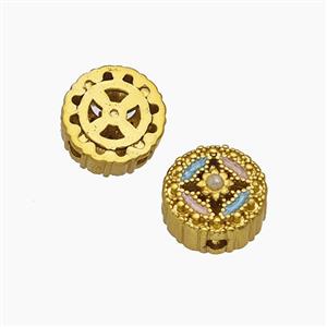 Copper Button Beads Painted Gold Plated, approx 10mm