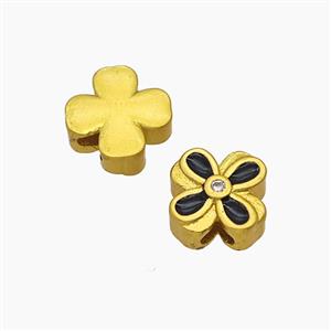 Copper Clover Beads Painted Gold Plated, approx 10mm