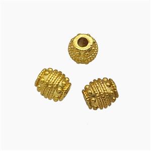 Copper Barrel Beads Gold Plated, approx 6-6.5mm
