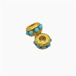 Copper Rondelle Beads Pave Resin Gold Plated, approx 7mm