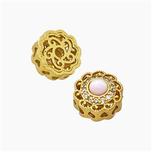Copper Button Beads Pave Resin Gold Plated, approx 11mm