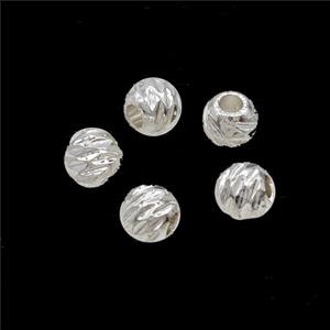 Copper Round Beads Shiny Silver, approx 5mm