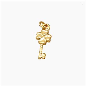 Copper Key Pendant Clover Gold Plated, approx 5-10mm