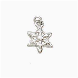 Copper Star Pendant Platinum Plated, approx 9mm